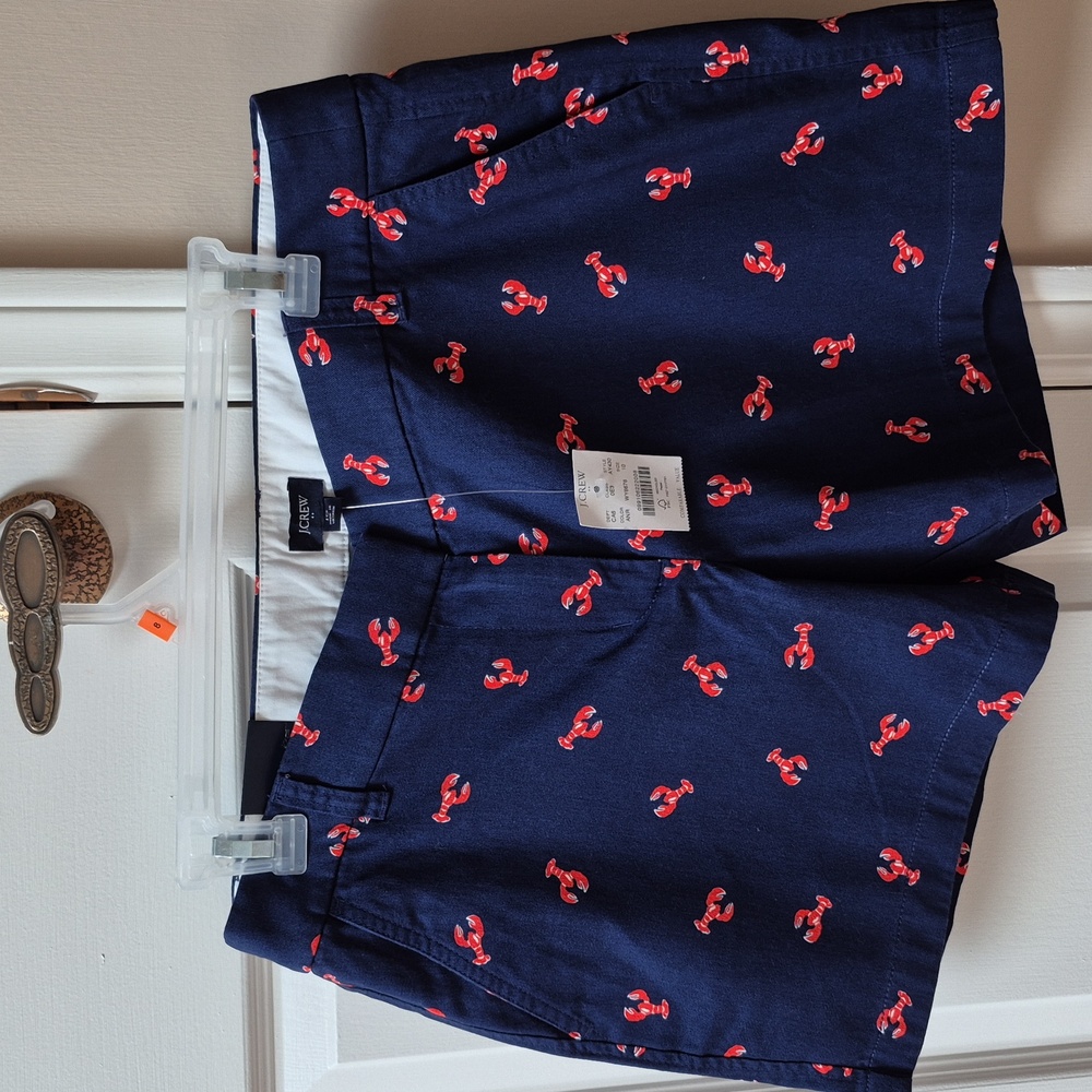 J.Crew 5 Inch Size 10 Navy Lobster Print Women's Shorts, New With Tags